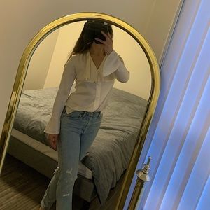 100% silk blouse with bell sleeves